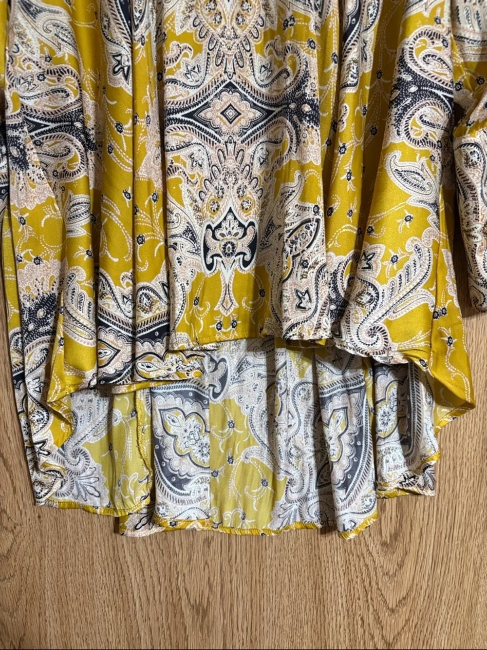 Free People Mustard Paisley V-Neck Tunic